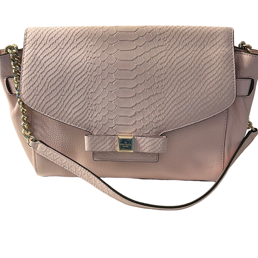 Kate Spade leather and snake embossed Montrose place Shantel pink Shoulder Bag